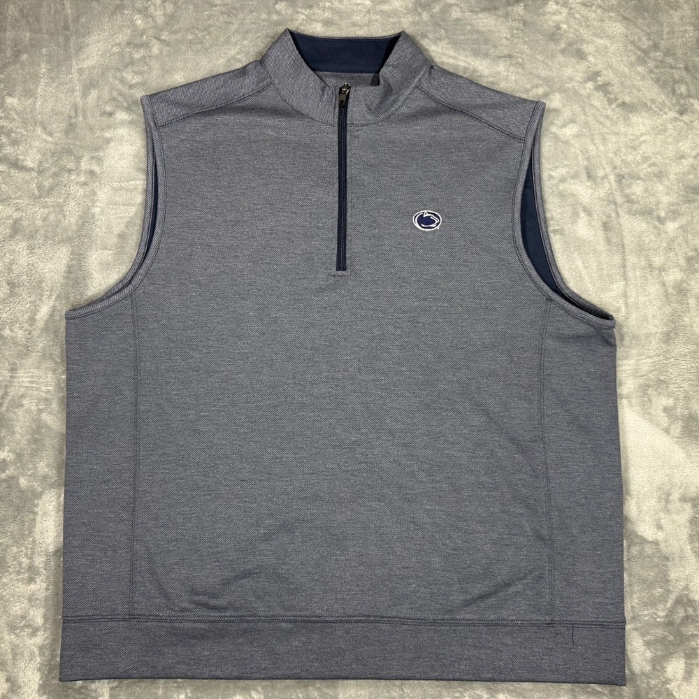 Vansport Penn State Nittany Lions Mens XL 1/4 Zip Golf Vest Navy Blue 5760